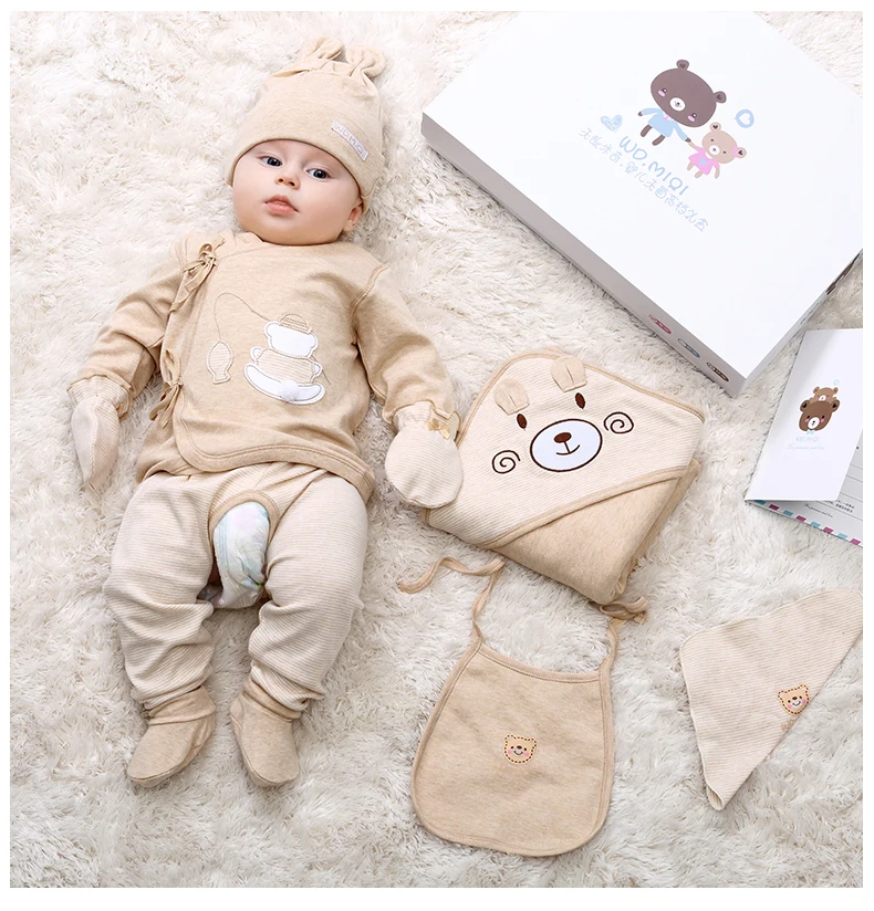 

Newborn 0-3M Cap Bib Pajamas Pants Infant Care Gift boxes Baby Cotton Clothing 9pcs Set