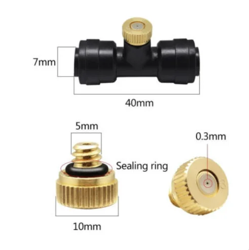 

Brass mist nozzle 10/24'' with quick connecting connector set water mist nozzle mini sprayer Brass