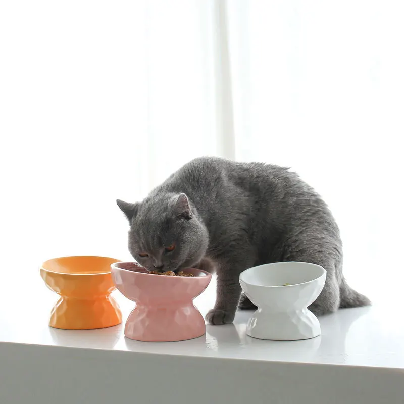 

Manufacturer Anti-Tipping Multi Color Cat Bowl Ceramic Raised Cat Bowl, As pictures