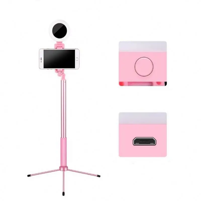 

Foldable pole three way extension arm handle grip selfie stick tripod for action camera REKsg tripod, Black, pink