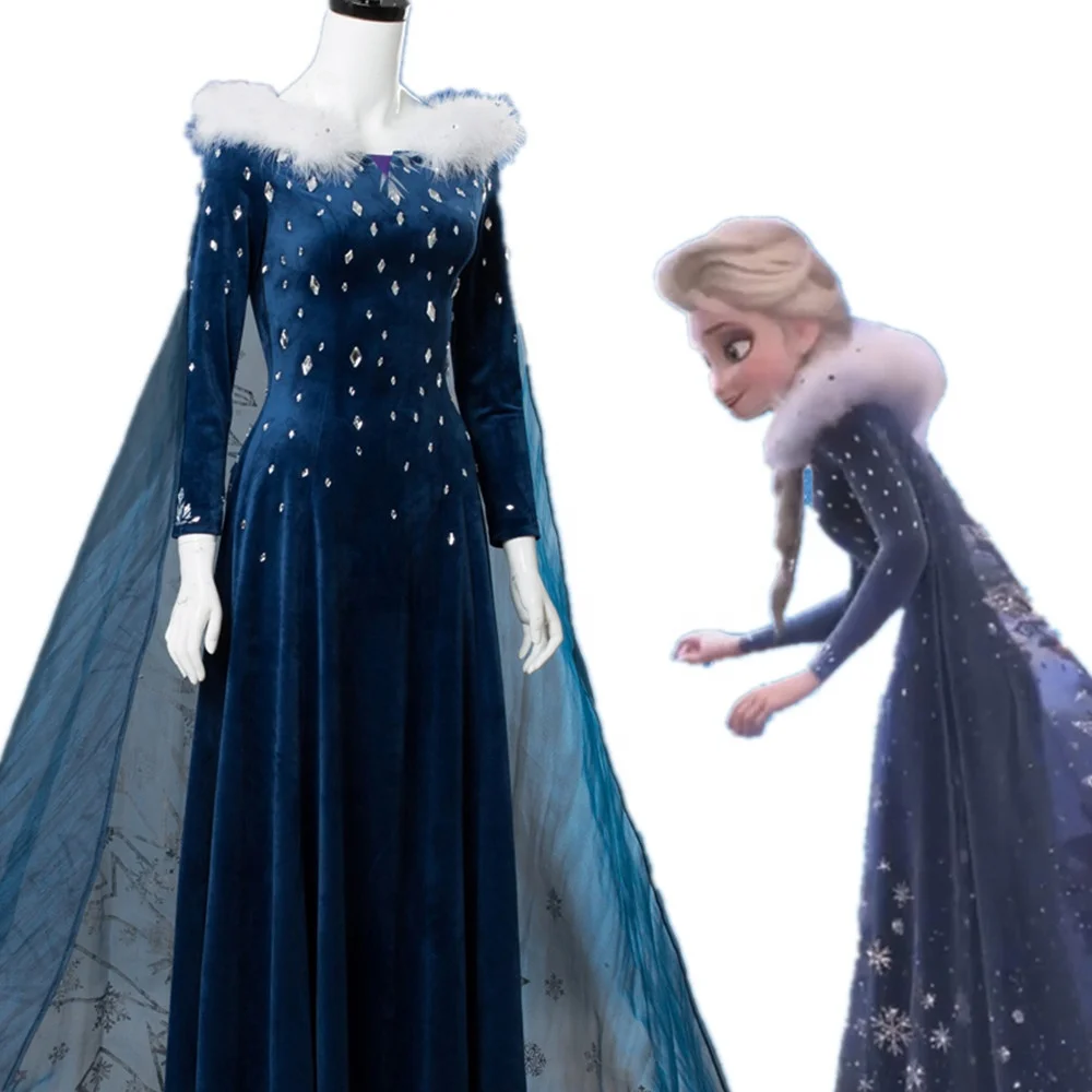 Online Christmas dress up Girls Long Sleeve Party Adult women Princess Costume Movie Frozen 2 Elsa Dress