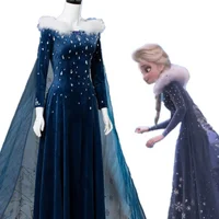 

Online Christmas dress up Girls Long Sleeve Party Adult women Princess Costume Movie Frozen 2 Elsa Dress