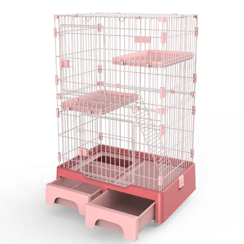 

Luxury Multifunctional Indoor 2 or 3 Layers Cat Breeding Cage with Wheel and Drawer Large Space Cat Cage