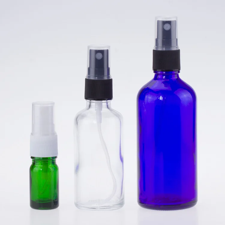 

Refillable eco-friendly 1oz 2oz custom colorful essential oil glass fine mist spray bottle with spray pump cap