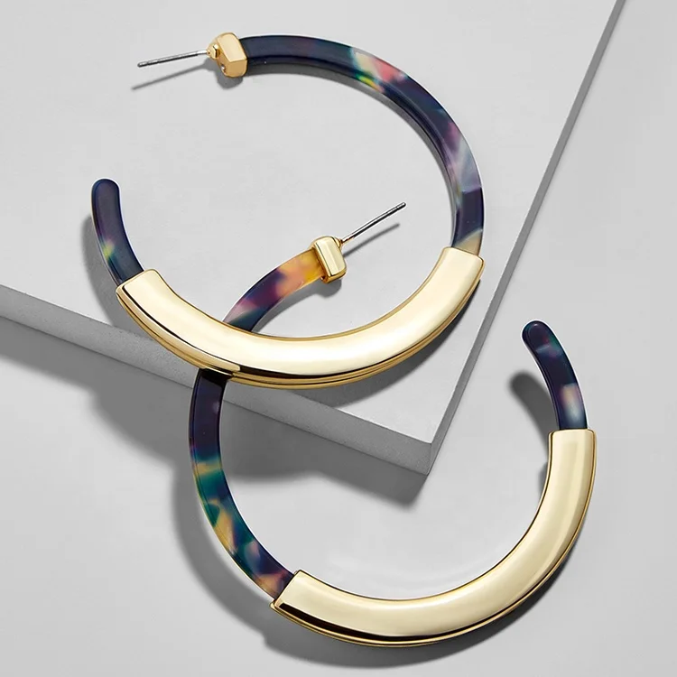 

Fashion Bohemia Acetate Acrylic Hoop Earrings Women Vintage Leopard Circle Hoop Earrings, Picture