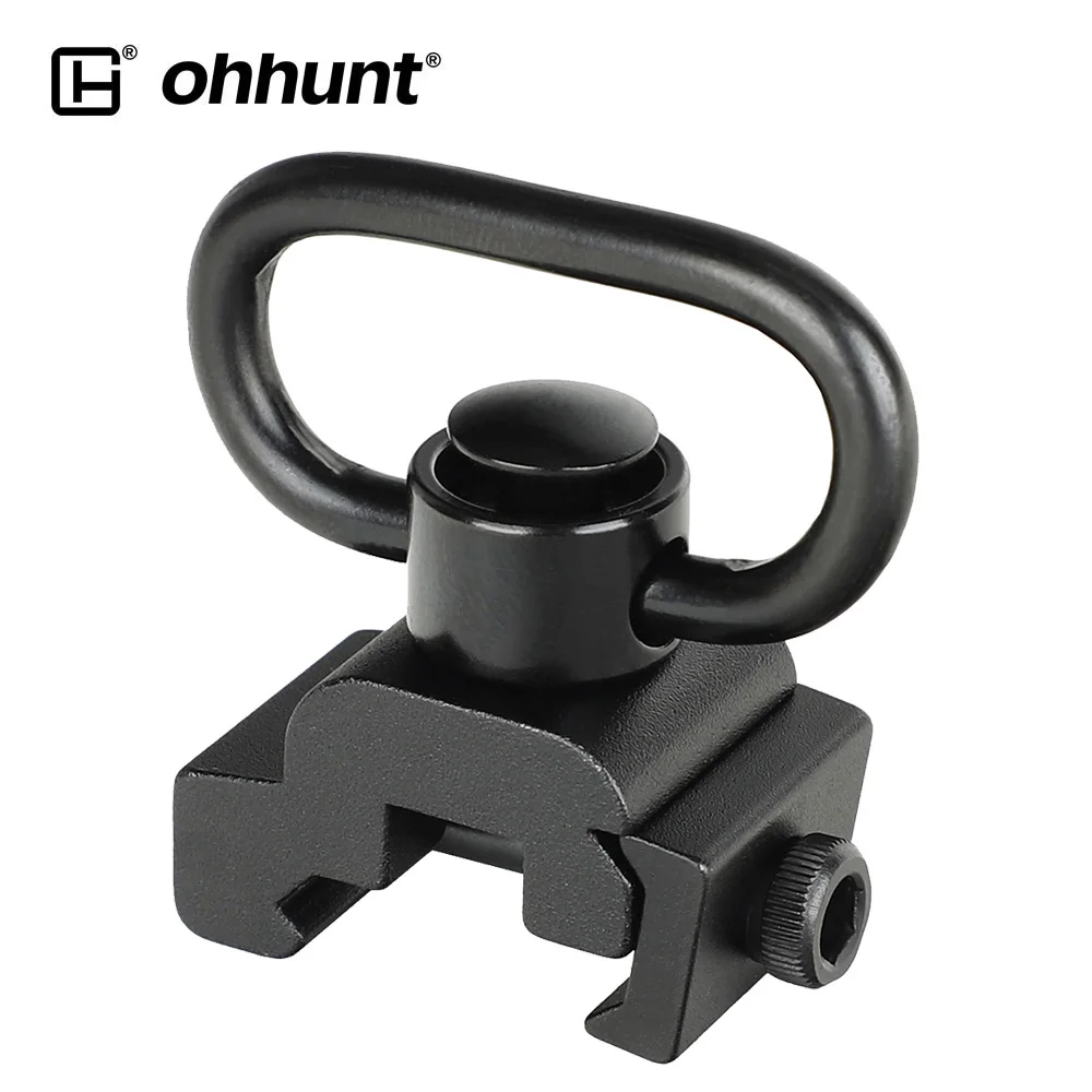 

SHIP FROM USA ohhunt Hunting Tactical QD Heavy Duty Swivel Push Button 20mm Picatinny Rail Mounted Sling Adapter, Black