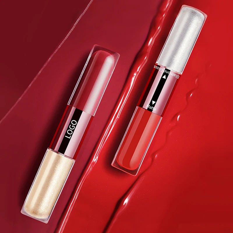 

Hot Sale Double Ended Private Label Shiny Matte Diamond Lip Gloss Base Clear Lipgloss Liquid Lipstick