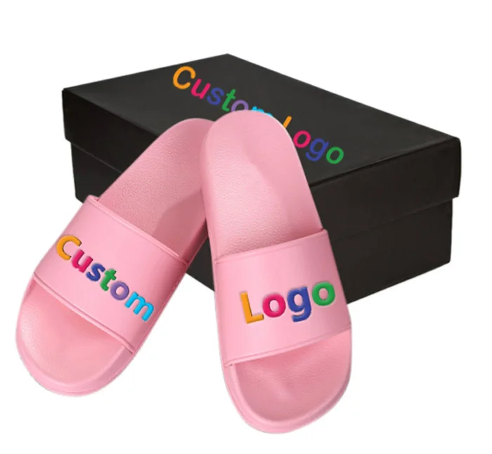 

OEM & ODM Accept Custom Logo Beach Slide Slippers Women & Men Personalized Design PVC & EVA Slides Customized Logo Slippers, Black/white/blue/green/pink/yellow/red