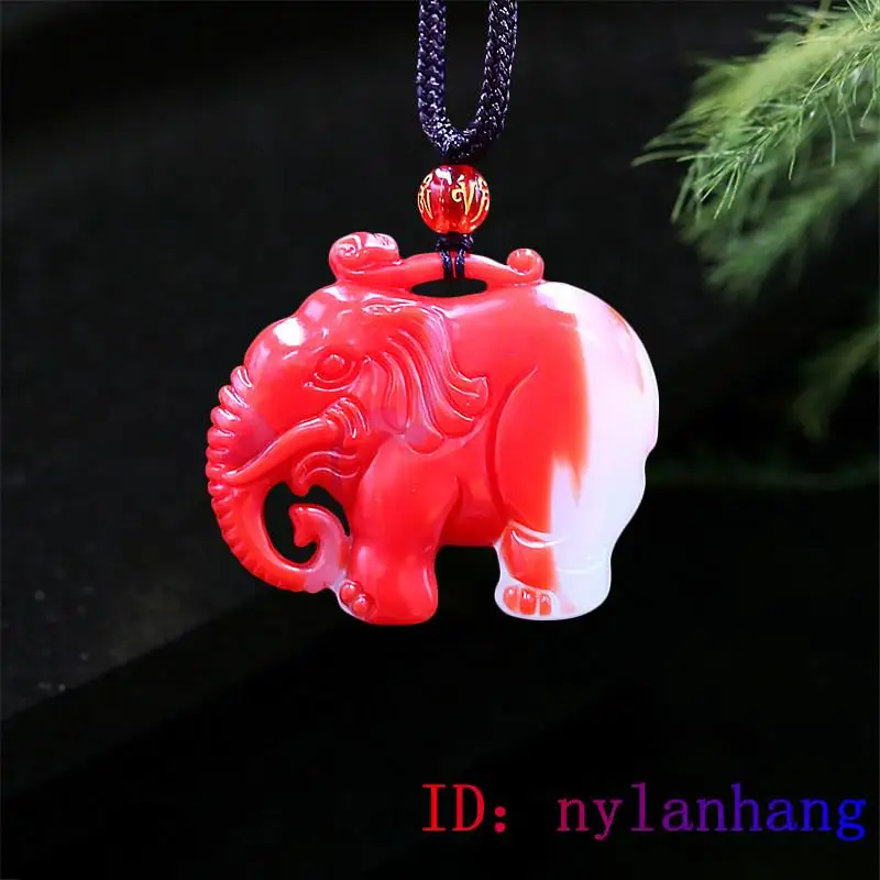

Jade Elephant Pendant Necklace Chinese Carved Charm Double sided Gifts Amulet Jadeite Natural Jewelry Fashion