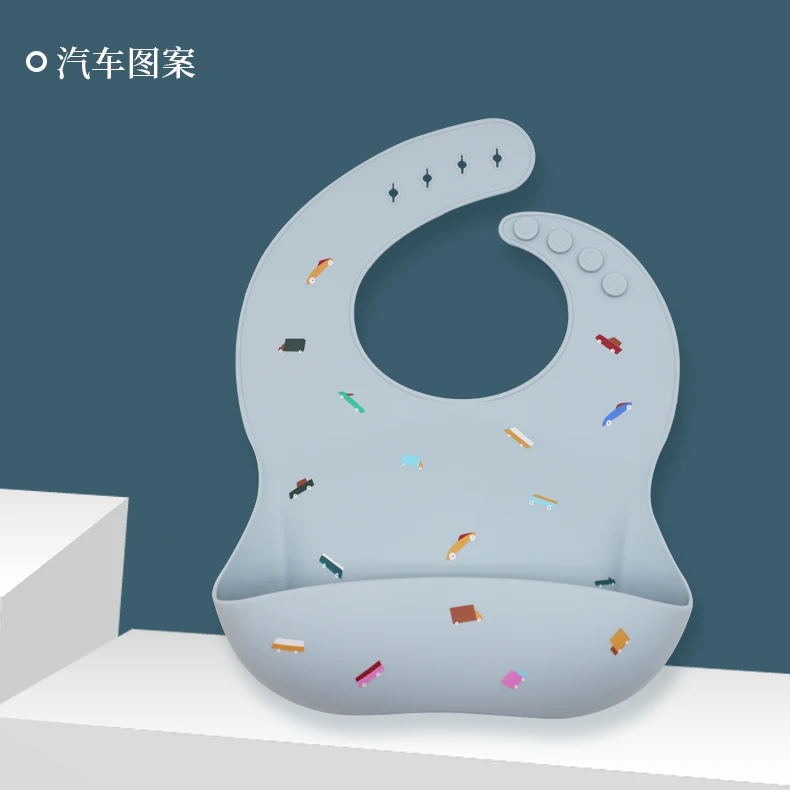 

Best Adjustable silkscreen Printed Soft Bpa Free Waterproof Silicone Baby Bib With Custom Pattern Printing Bib