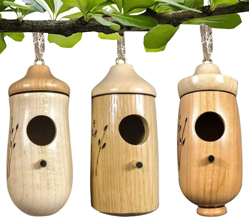 

Wholesale Wooden Hummingbird House For Outside For Nesting Wood Flower Carving Outdoors Hanging Birds Nest