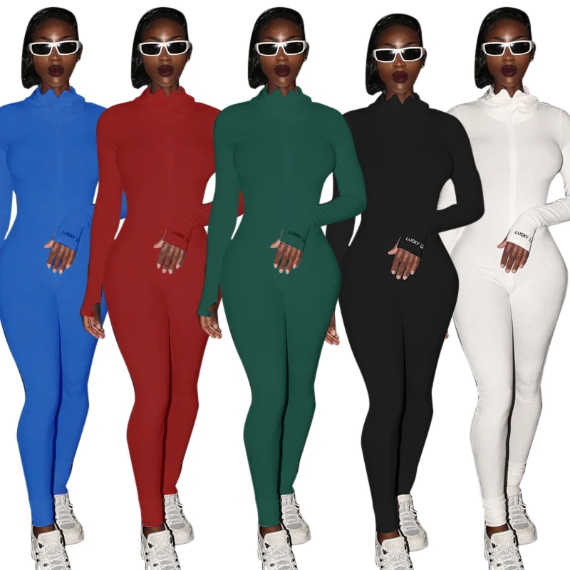 

Fashion Workout Active Wear Rompers Women Gym Fitness Zipper Jumpsuits, Picture