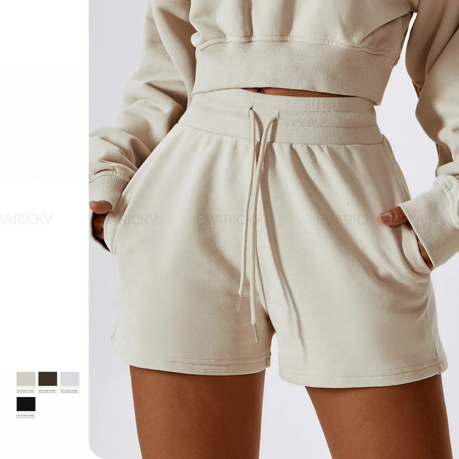 

Custom Casual Fashion Jogging Activewear Elastic Waist Running Shorts Women Loose Fitness Active Shorts With Pockets For Women