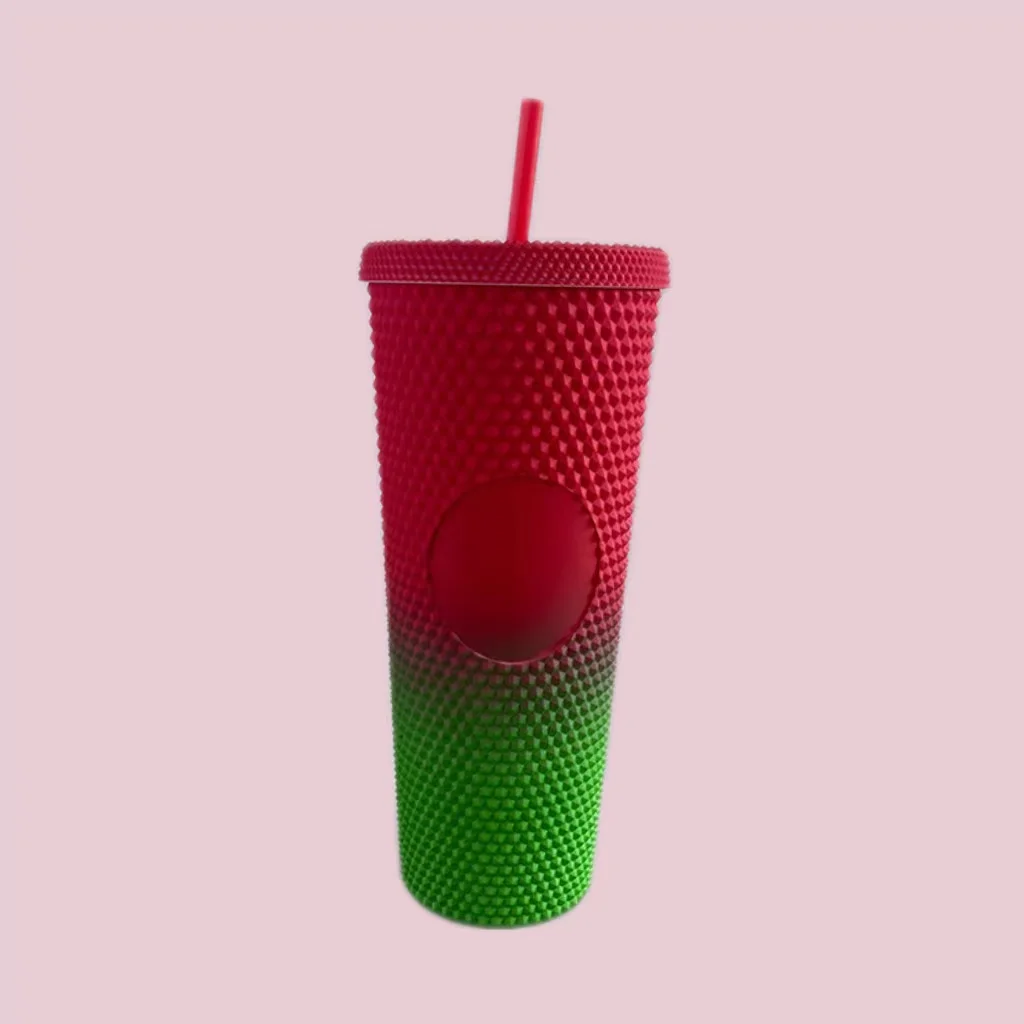

Red to Green Gradient Pastel Plastic Mug Matte Inlaid Tumbler16oz 24oz PS Double Cold Coffee Mug