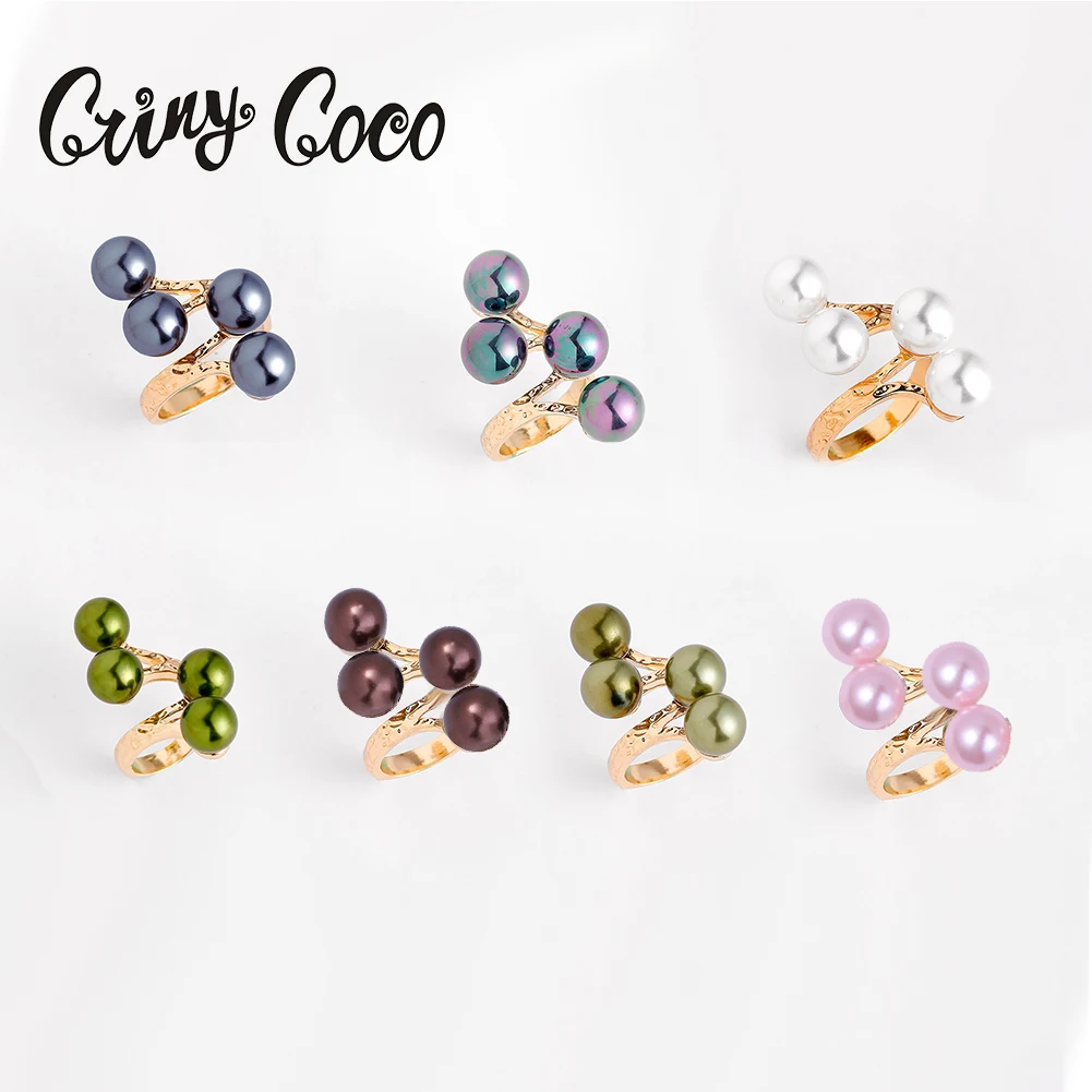 

Cring CoCo Colorful Fashion 14k Gold Plated Polynesian Jewelry Black Red Green Pearl Hawaiian Rings jewelry wholesa, Customized color