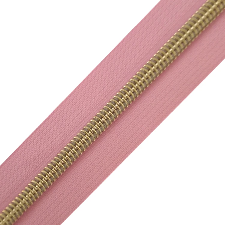 

top-seller #3 #5 nylon light gold zipper long chain roll zippers manufacturer