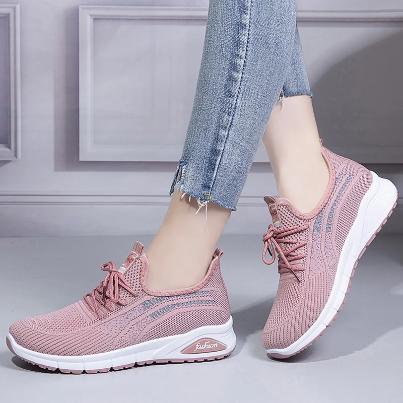 

fly knit A011 Women's Mesh Breathable Running sneakers Sneakers Lace Up Sports Fashion Tennis unique running shoes for women espadrilles, Customized color