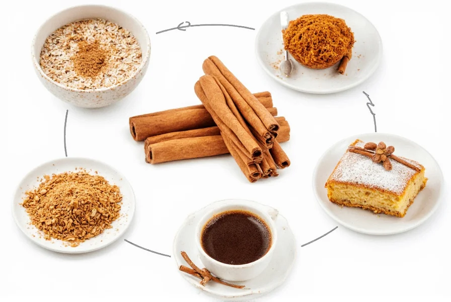 Various ways to use cinnamon in cooking including sprinkling on oatmeal, adding to coffee, and using in baking recipes