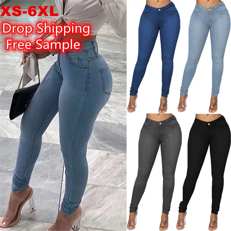 

Fashion Female Skinny Jeans Support XS Plus Size Pencil Pants, Customized color