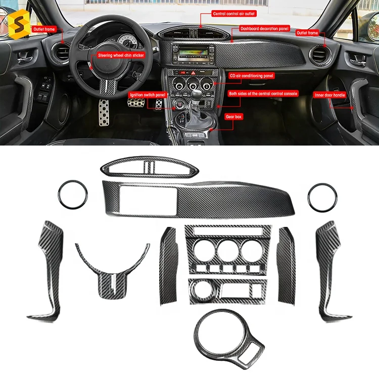 

ES Carbon Fiber Car Interior Accessories Decoration Whole Set Car Decoration Stickers For Subaru Toyota 86