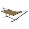 Outdoor Camping Double Caribbean Polyester Hammock With 12ft Hammock Steel Stand