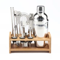 

Custom Logo Wholesale Premium Bar Tools 12Pcs Boston Bartender Shaker Kit Stainless Steel Cocktail Set With Wooden Stand