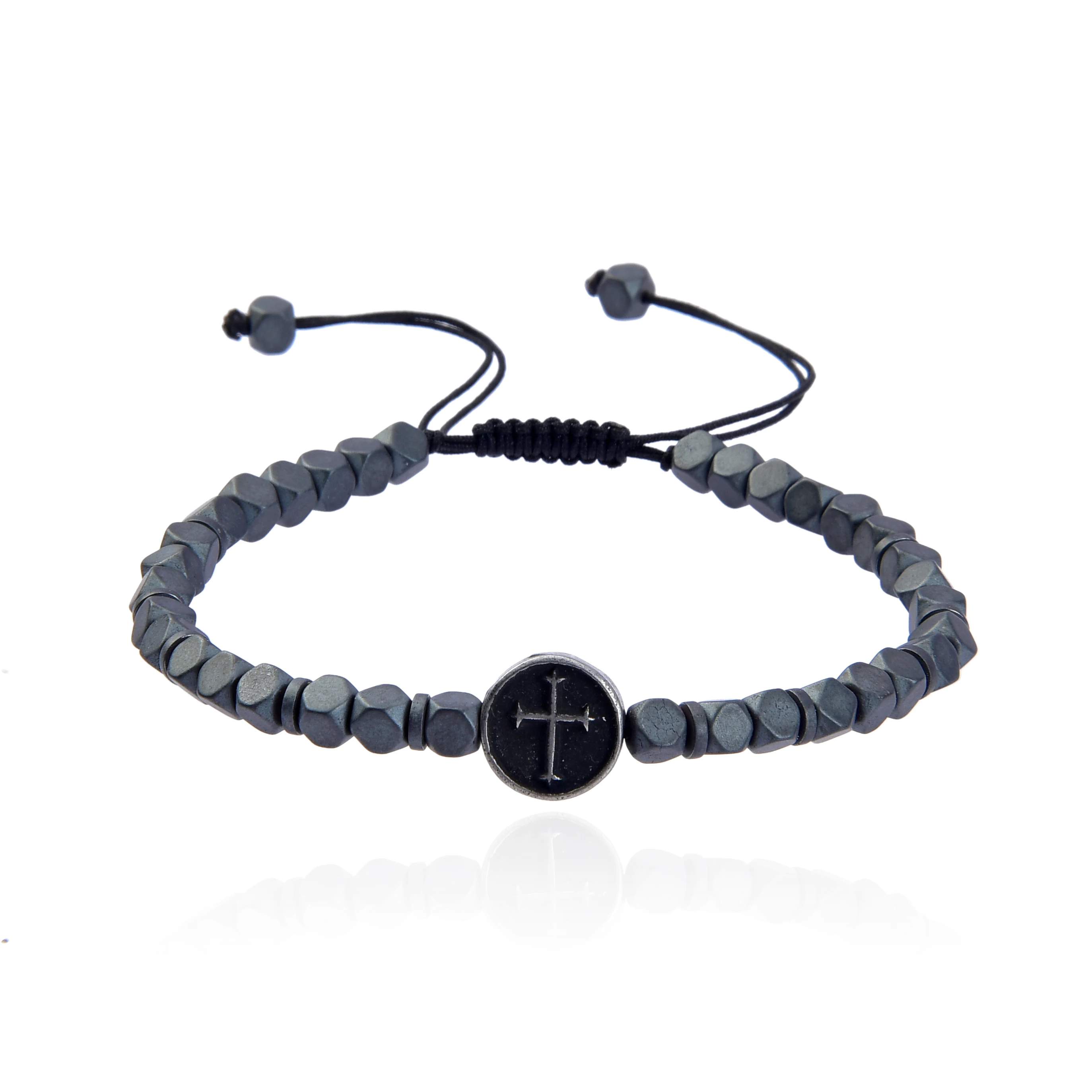 

top sellers 2021 for amazon natural stone hematite bracelet cross beads bracelets, As picture