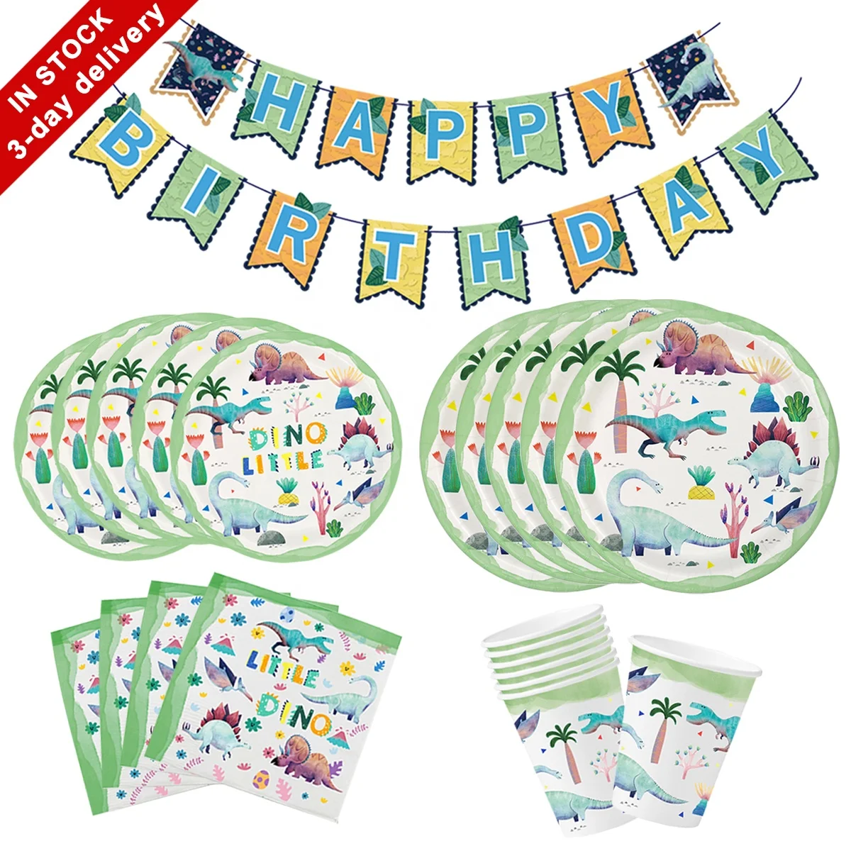 

Nicro Dinosaur Theme Party Supplies Kids Happy Birthday Decoration Para Fiesta Banner Tableware Set