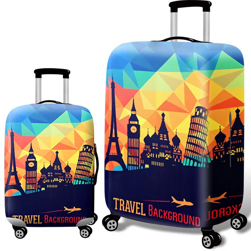 

SAUANN OEM Polyester Material High Quality Sublimation Printing Plastic Zipper Suitcase Covers Elastic 3D Printed Luggage Cover