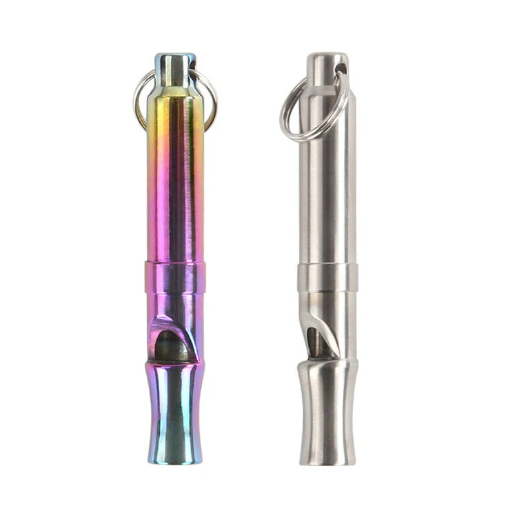 

factory price titanium Survival Whistle Titanium Gathering Emergency Outdoor Tools, Silver/rainbow