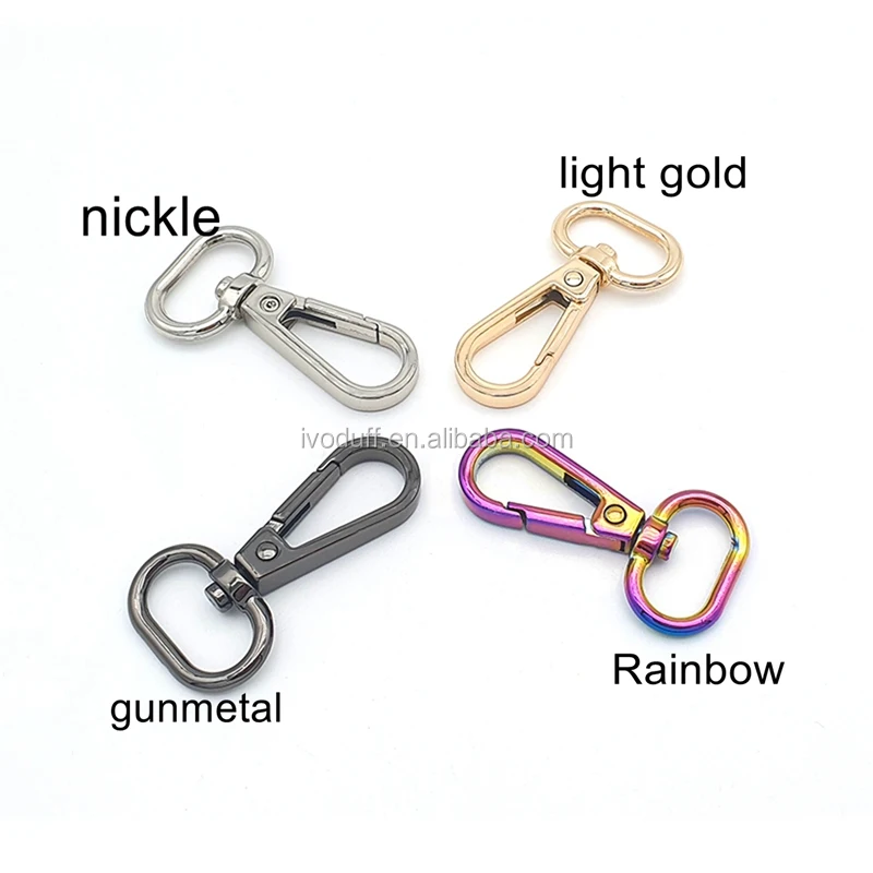 

Factory Wholesale Snap Hook, Strap clasps Swivel Hook Handbag Accessory Hardware 20mm Various Color Snap Hook, Gunmetal,light gold, rainbow, nickle