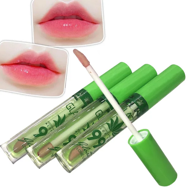 

1 Pc Moisturizer Aloe Vera Lip Gloss Hydrating Transparent Color-Changing Liquid Lipstick Natural Protecting Lips Makeup