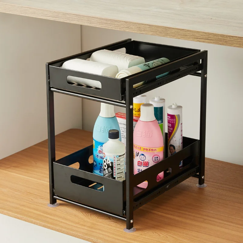 

Kitchen Expandable Spice Storage Shelf Drawer Cabinet Under the Sink Bathroom Organizer Rack Holder, Customized color