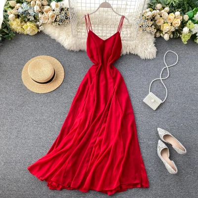 

2020 Sexy Backless Red Party Maxi Dress For Women