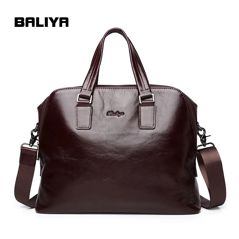 

BALIYA Factory Brown Leather Laptop Briefcase Men Briefcase Made Of Genuine Leather, Brown or customized