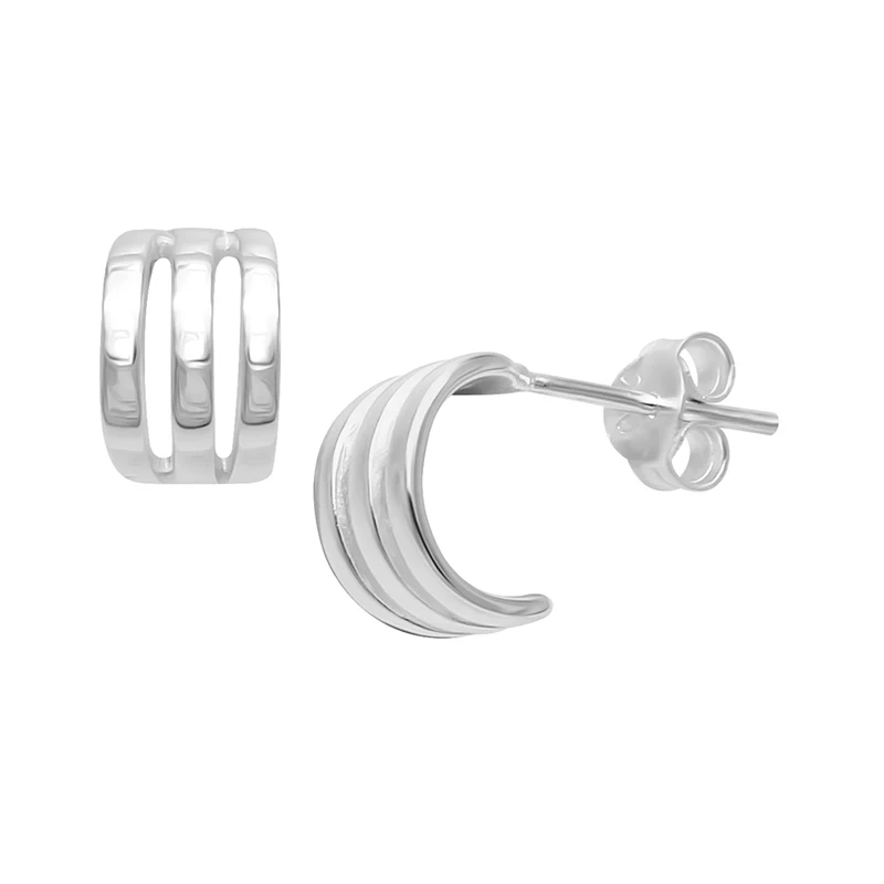 

Women Trendy Fancy Design Wholesale 925 Sterling Silver 14k Gold Plated Triple Hoop Earrings