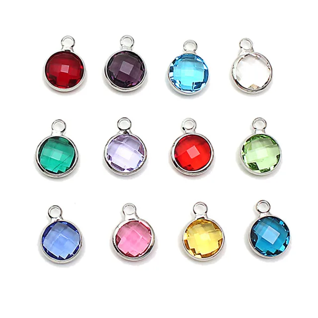 

10pc/set Wholesale Stainless Steel 12 Zodiac Glass Crystal Birthstone Charms for Jewelry Making Pendant Finding, Gold, silver,rose gold