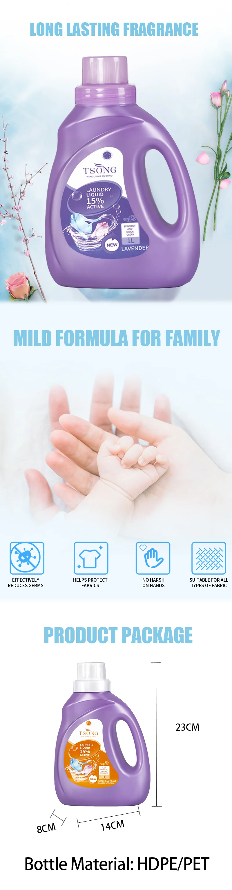 Thailand Baby Powder Detergent Liquid Laundry Clothes Washing Detergent