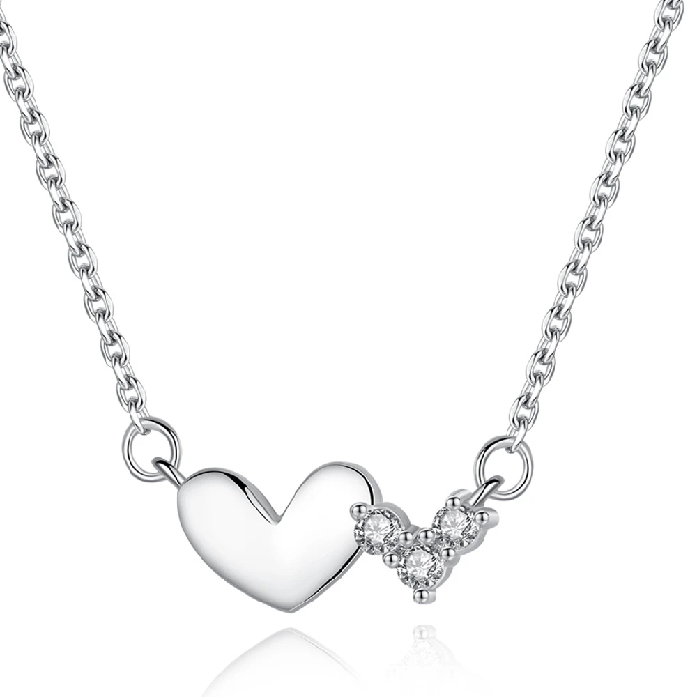

Daidan Simple Love 18K Plated Gold Silver Zircon Double Heart Pendant Women Necklaces