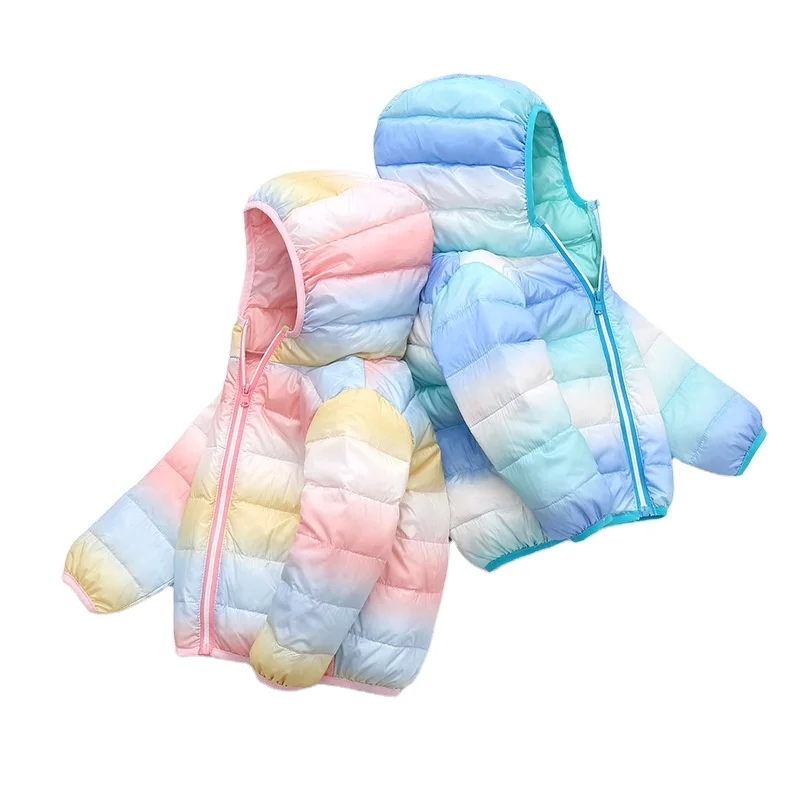 

Children's down jacket middle and small children's rainbow warm down jacket