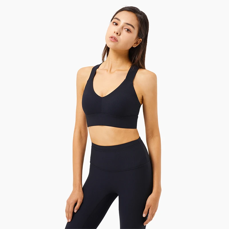 

Manufacture OEM Custom Logo Fitness & Yoga Wear Ladies Top Ribbed Sports Bra Women