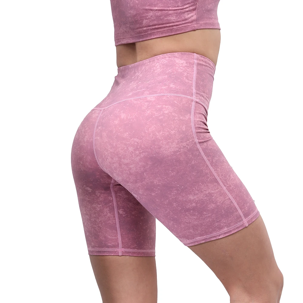 

Hot Sale Tie Dye Workout Yoga Shorts Breathable Gym Sports Shorts For Women, Green, gray, rosy