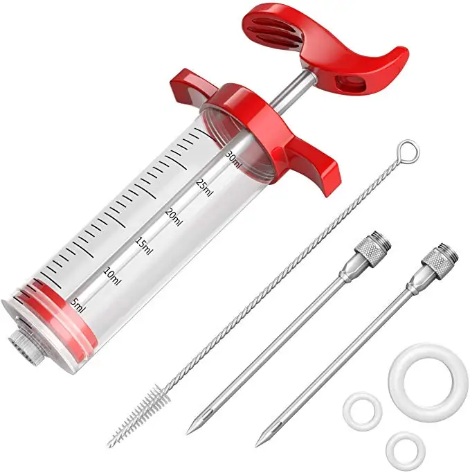 

Plastic Meat Seasoning Marinade Injector Kit For Turkey Beef Pork, Red