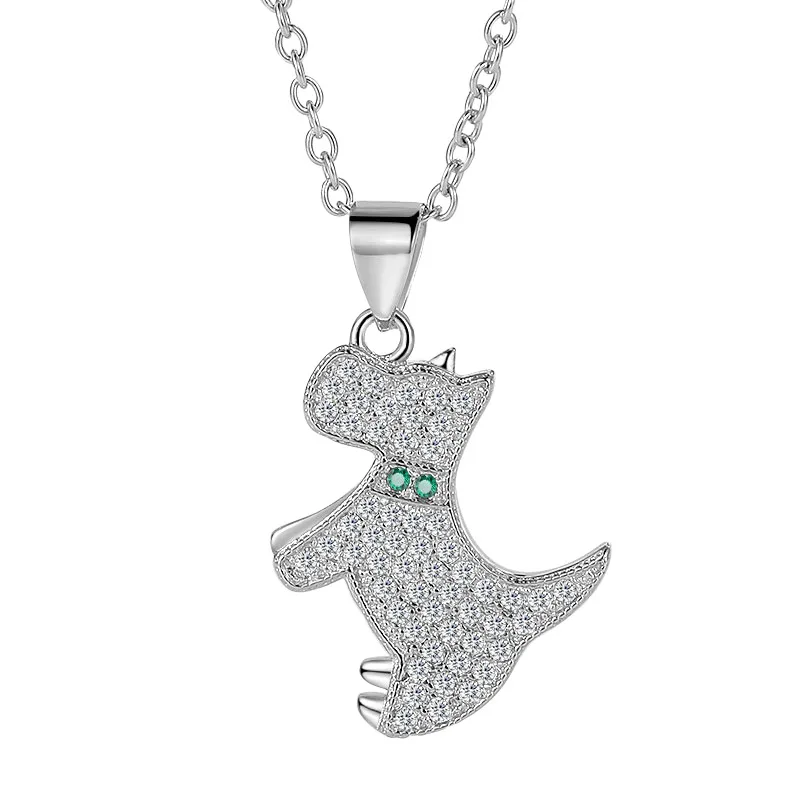 

Cute little animal full of diamonds inlaid 5A zircon diamond women's men's pendant puppy color women's necklace pendant, White+green/oem