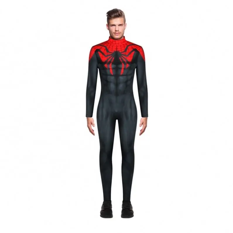 

2021 new arrivals 3D Print Spiderman cloth Catsuit Cosplay Costume for Men Halloween jumpsuit bodysuits, As shown
