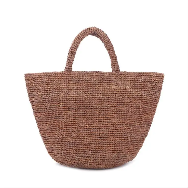 

Luxury Bamboo Handmade Handbags Woven Tote Raffia straw crochet tote beach bag