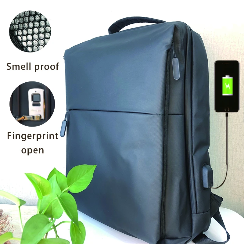 

USB Charging Waterproof Anti-theft Business Office Laptop Lockable Bags Fingerprint Smell Proof Backpack With Combination Lock