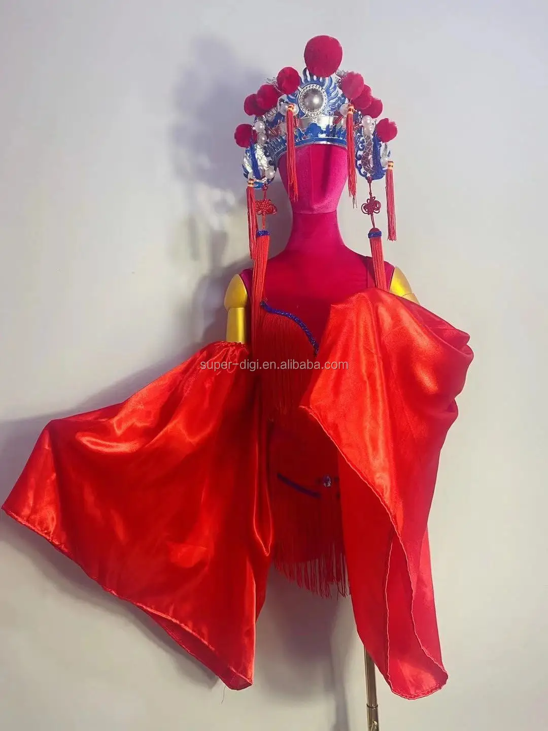 Red Chinese Folk Dance Costume Stage Show Wear Sexy Bikini Peking Opera Headwear Full Set Buy 9456