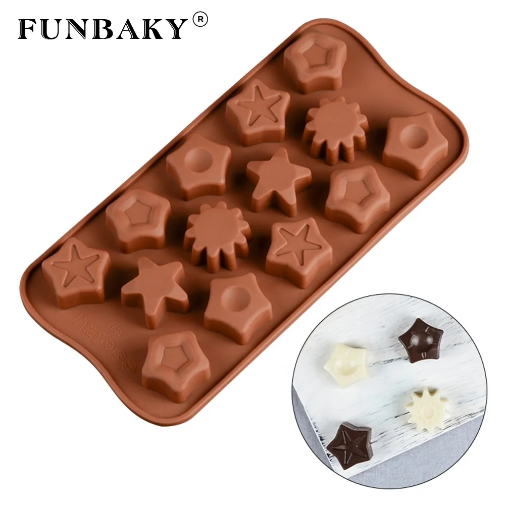 

FUNBAKY Baking mold 3 D different style star printed round shape candy silicone mold cake decorating chocolate molds, Customized color