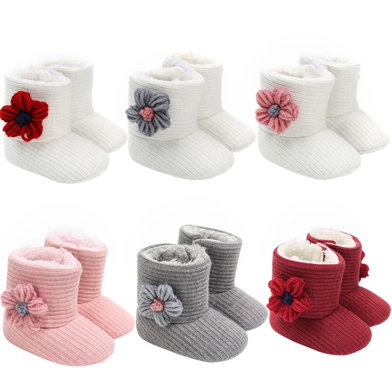 

Baby Flowers Cotton boots Newborn Boys Girls children's Winter keep warm First Walkers Shoes Infant Toddler Soft casual shoes B1, As photo